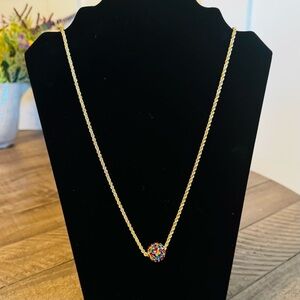 Joan Rivers‎ Multi Colored Stones Round Ball Necklace Gold Tone